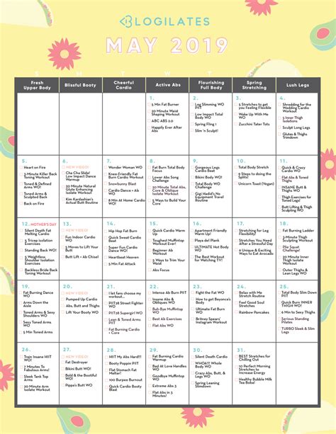 Blogilates May 2019 Calendar